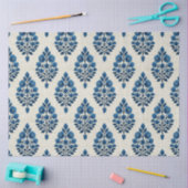 リネン模様のデコページの青い花 薄葉紙 (クラフト)