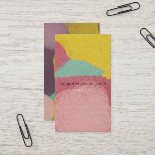 リネン水カラーアートイエロー絵を描 名刺 (正面/裏面インサイチュ)