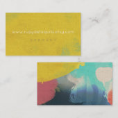 リネン水彩アート絵を描黄カラフル色 名刺 (正面/裏面)