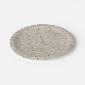 リネン王室の金ゴールドフランスのトリムエレガントおもしろい ペーパープレート (アングル)