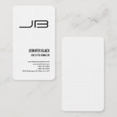 リネン白黒はっきりしたモノグラムミニマルモダンリスト 名刺 (正面/裏面)