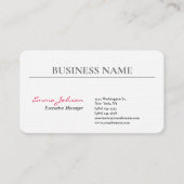 リネン白黒ピンクエレガントモダンシンプル 名刺 (正面)