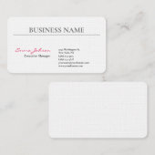 リネン白黒ピンクエレガントモダンシンプル 名刺 (正面/裏面)