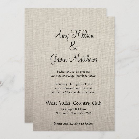 リネン素晴らし招待状 招待状 (正面/裏面)