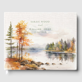 リネン素朴と秋レイク結婚スのゲストブック ゲストブック