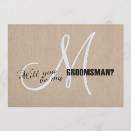 リネン素朴キャンバ結婚スのBe My Groomsman招待状 招待状