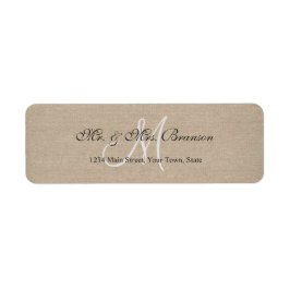 リネン素朴キャンバ結婚スモノグラムイニシャル ラベル