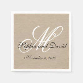 リネン素朴キャンバ結婚スモノグラムナプキンス スタンダードカクテルナプキン