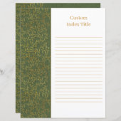 リネン素朴デバイダーグリーンレシピバインダーインサート (正面/裏面)