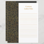 リネン素朴デバイダーブラックレシピバインダーインサート (正面/裏面)