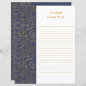 リネン素朴デバイダーブルーレシピバインダーインサート (正面/裏面)