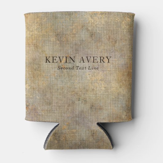 リネン素朴パーソナライズされたテクスチャ 缶クーラー (正面)