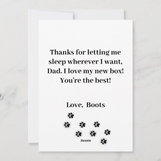 リネン素朴フォトカードハッピーファーザーズ・デイFrom Cat シーズンカード (裏面)