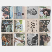 リネン素朴フォトコラージュ母の日家族 フリースブランケット (正面(横))