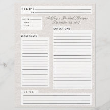 リネン素朴レシピブライダルシャワー用インサート