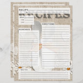 リネン素朴レシピブライダルシャワー用インサート (正面/裏面)