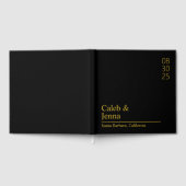 リネン結婚ズゲストブックミニマパーソナライズされたリスト ゲストブック (全面)