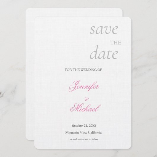 リネン結婚ズプロフェッショナルミニマルモダン主義平野 セーブザデート (正面/裏面)