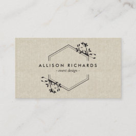 リネン華美名刺のつる植物とリーフエンブレム 名刺