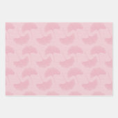 リネン調の淡いピンクとローズ色の銀杏の葉 ラッピングペーパーシート (正面3)