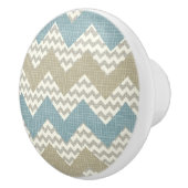 リネン質のシェブロンパターン セラミックノブ (右)