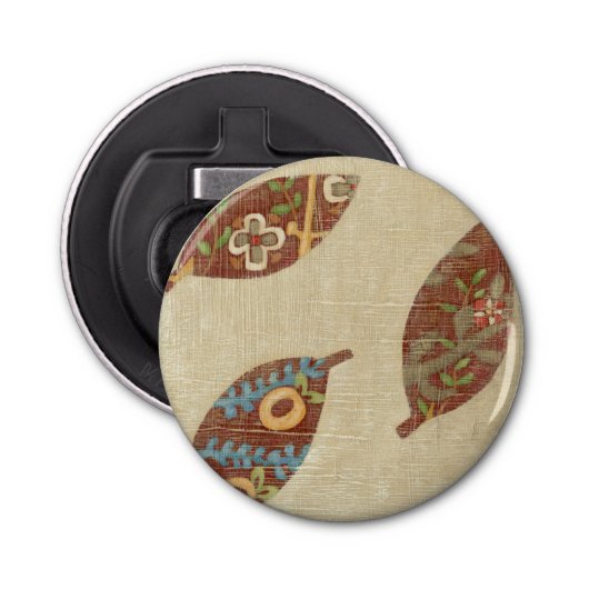 リネン質の背景の3つの葉 栓抜き (正面)