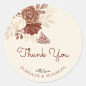 リネン金ゴールドグリッター水彩フローラ結婚式の引き出物 ラウンドシール (正面)