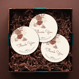 リネン金ゴールドグリッター水彩フローラ結婚式の引き出物 ラウンドシール