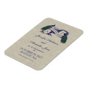 リネン青い孔雀の保存日付 マグネット (左側)