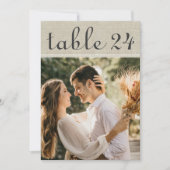 リネン風のナチュラルな結婚式のテーブルナンバーカード 招待状 (正面)