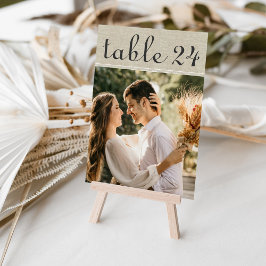 リネン風のナチュラルな結婚式のテーブルナンバーカード 招待状
