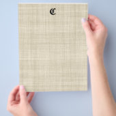 リネン風紙の背景にモノグラムのチラシ チラシ (手)