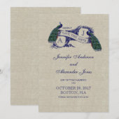 リネン ブルー ペアック 保存 日付 カード (正面/裏面)