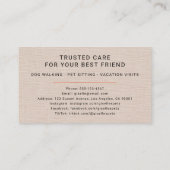 リネン ペットシッター 写真 足跡柄 ミニマリスト 名刺 (裏面)