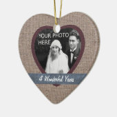 「リネン」ルック4周年結婚オーナメント セラミックオーナメント (左)