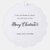 リネン&素朴ハッピーホリデーズスクリプトマルチフォト オーナメントカード (裏面)