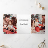 リネン&素朴ハッピーホリデーズスクリプトマルチフォト 三つ折りカード (内部)