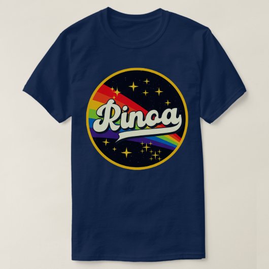リノアレインボーイン宇宙ヴィンテージスタイル Tシャツ (デザイン正面)