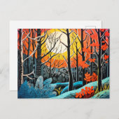 リノカットの森の冬を魅了する シーズンポストカード (正面/裏面)