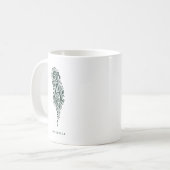 リノカット技法の植物モノグラム入り マグカップ 名入れ (正面左)
