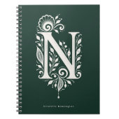 リノカット技法の植物モノグラム ノートブック Letter N (正面)