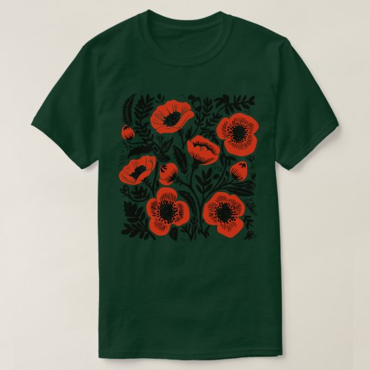 リノカット花6 Tシャツ (デザイン正面)