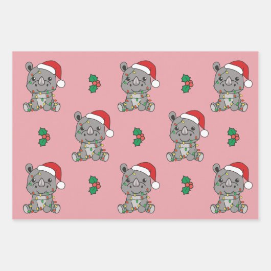 リノクリスマスウィンターアニマルズホリデーサイ ラッピングペーパーシート (正面3)