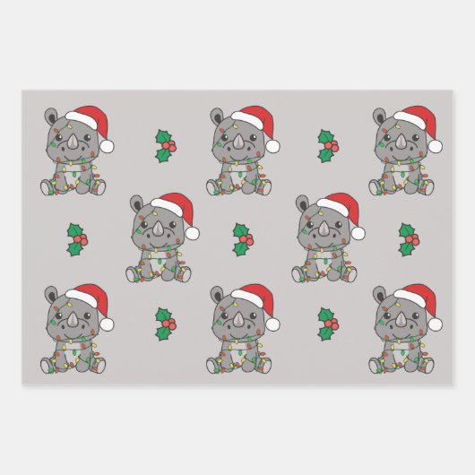 リノクリスマスウィンターアニマルズホリデーサイ ラッピングペーパーシート (正面)