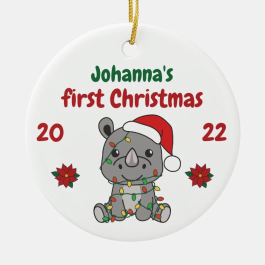 リノクリスマスウィンターバビーズ初めてのクリスマス セラミックオーナメント (正面)