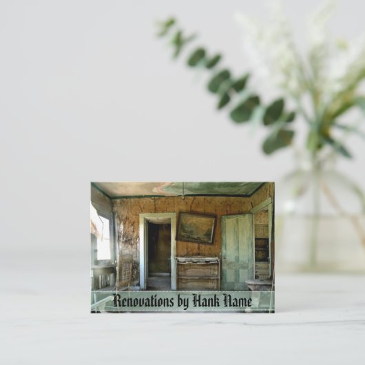 リノベーション古いホームカスタム名刺テンプレート 名刺 (スタンド正面)