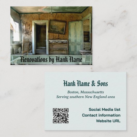 リノベーション古いホームカスタム名刺テンプレート 名刺 (正面/裏面)
