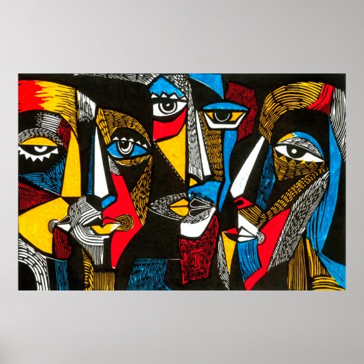 リノモダンカットイラストレーションスタイル。シュレアルコロ ポスター (正面)