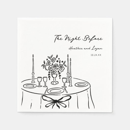リハお洒落ーサル前の夜のディナーテーブル スタンダードカクテルナプキン (正面)