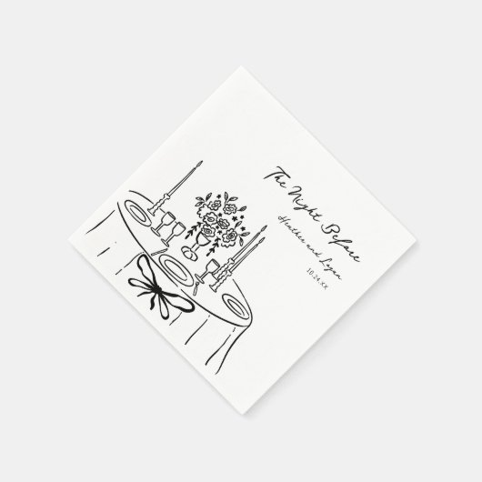 リハお洒落ーサル前の夜のディナーテーブル スタンダードカクテルナプキン (角)